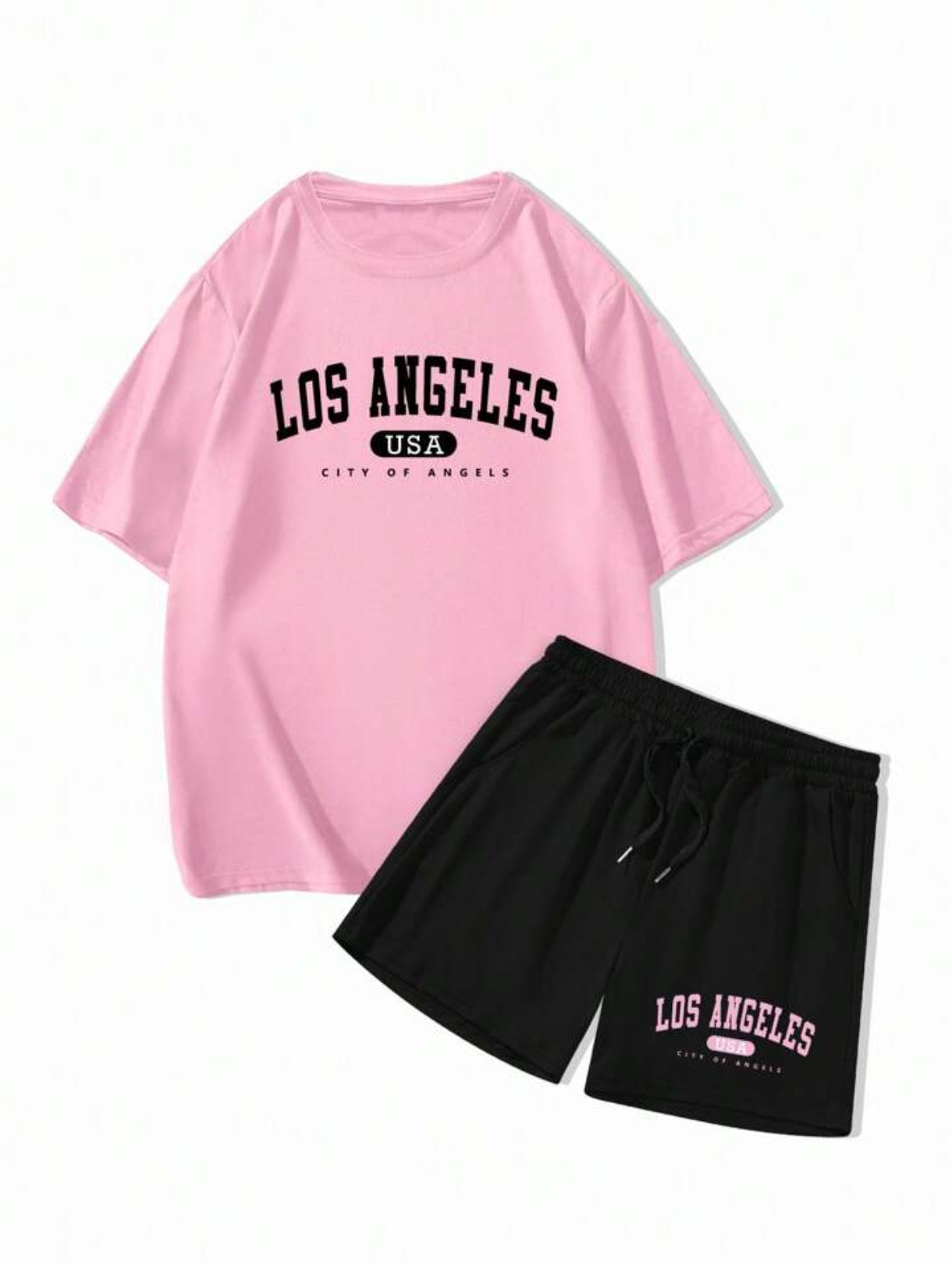 Mens Premium Printed Shorts and T-Shirt Set by T-Shirt Co - TCOMTSS8 - Pink Black