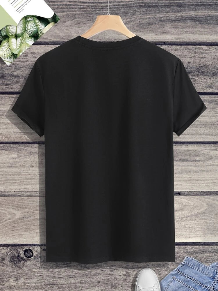 Mens Cotton Sticker Printed T-Shirt TTMPS35 - Black