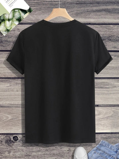 Mens Cotton Sticker Printed T-Shirt TTMPS35 - Black