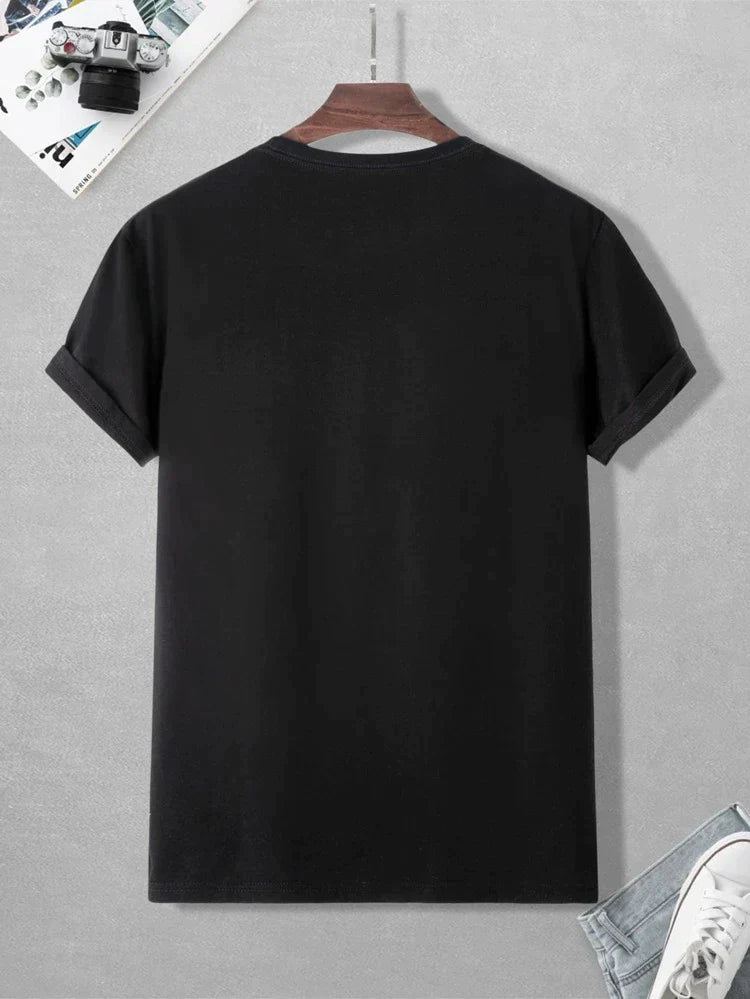 Mens Cotton Sticker Printed T-Shirt TTMPS22 - Black