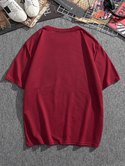 Mens Cotton Sticker Printed T-Shirt TTMPS1 - Maroon