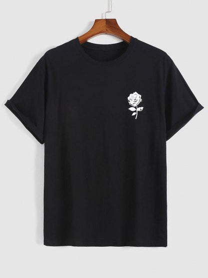 Mens Cotton Sticker Printed T-Shirt TTMPS38 - Black