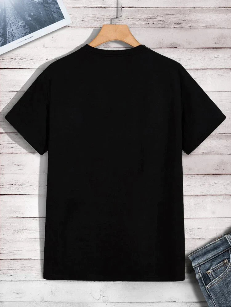 Mens Cotton Sticker Printed T-Shirt TTMPS59 - Black