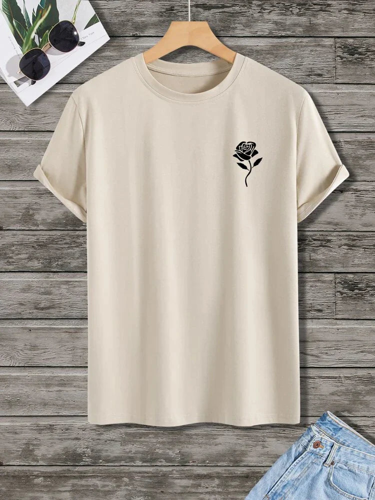 Mens Cotton Sticker Printed T-Shirt TTMPS26 - Cream