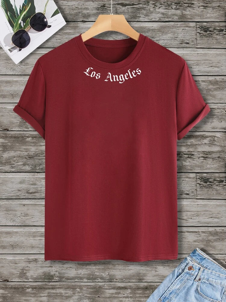 Mens Cotton Sticker Printed T-Shirt TTMPS27 - Maroon