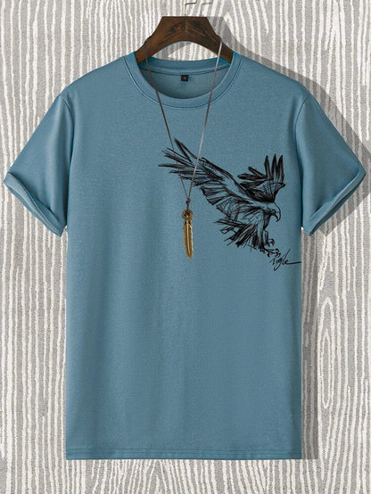 Mens Cotton Sticker Printed T-Shirt TTMPS34 - Light Blue