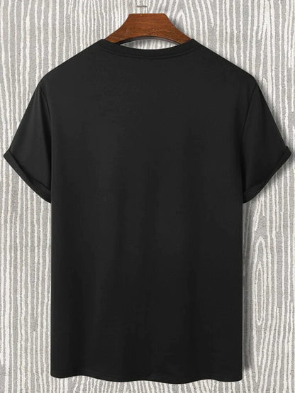 Mens Cotton Sticker Printed T-Shirt TTMPS34 - Black