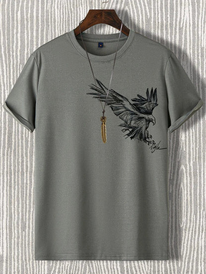 Mens Cotton Sticker Printed T-Shirt TTMPS34 - S.Grey