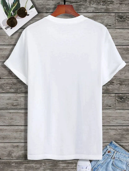 Mens Cotton Sticker Printed T-Shirt TTMPS3 - White