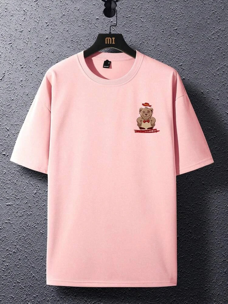 Mens Cotton Sticker Printed T-Shirt TTMPS57 - Pink