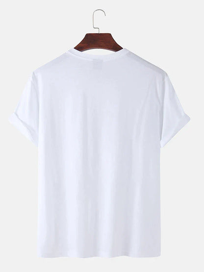 Mens Cotton Sticker Printed T-Shirt TTMPS45 - White