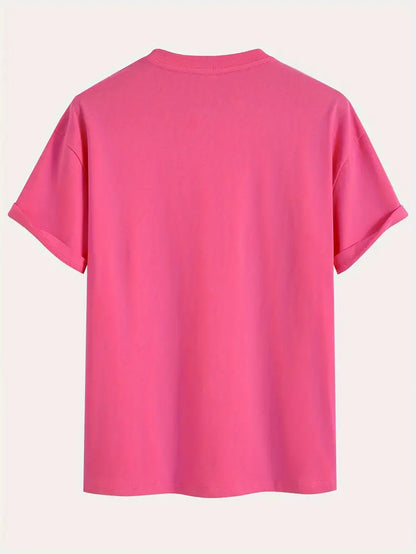 Mens Cotton Sticker Printed T-Shirt TTMPS152 - Pink