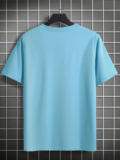 Mens Cotton Sticker Printed T-Shirt TTMPS97 - Light Blue