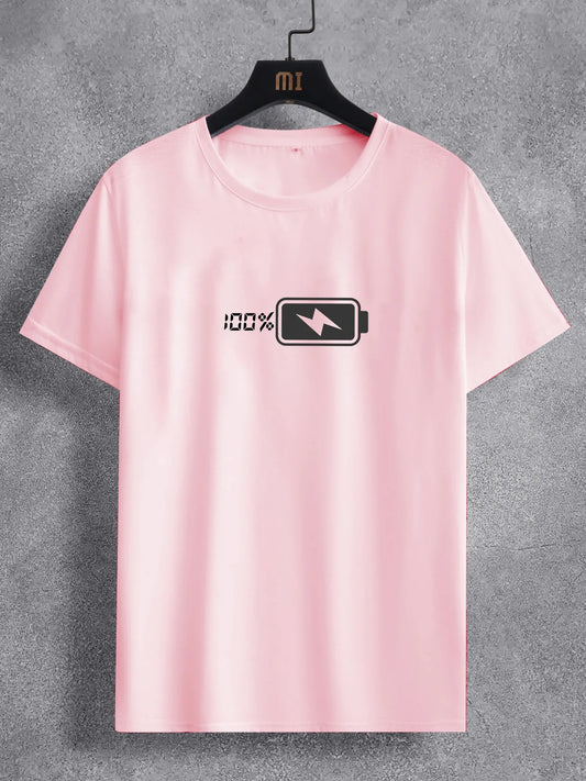 Mens Cotton Sticker Printed T-Shirt TTMPS90 - Pink