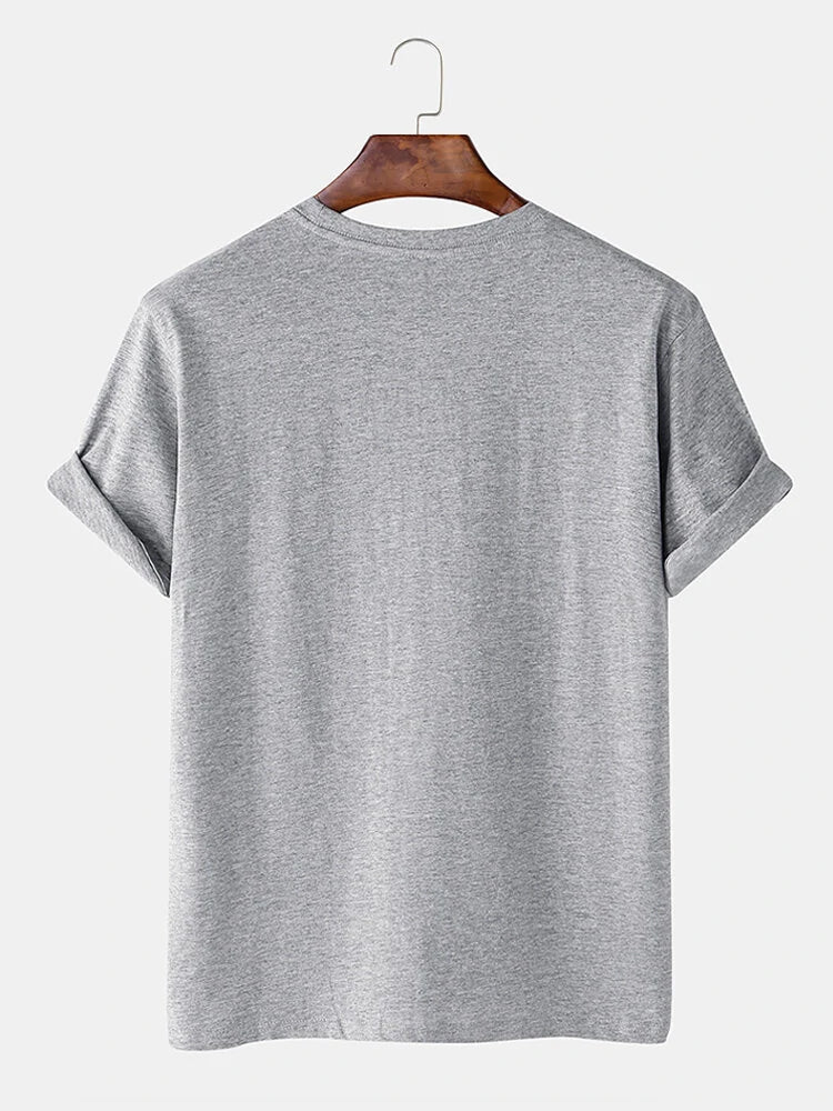 Mens Cotton Sticker Printed T-Shirt TTMPS43 - Grey