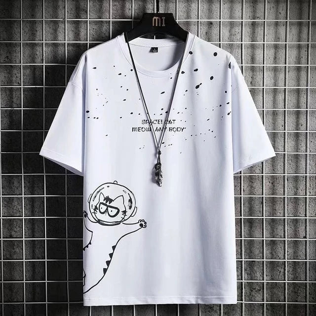 Mens Cotton Sticker Printed T-Shirt TTMPS25 - White