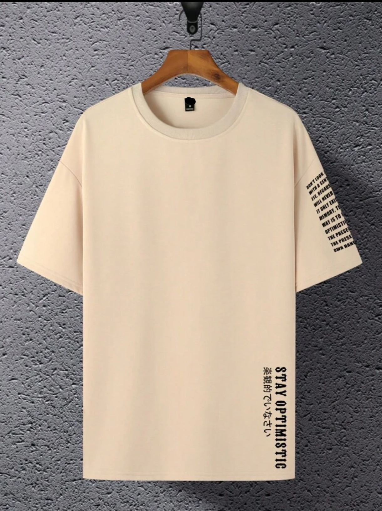 Mens Cotton Sticker Printed T-Shirt TTMPS129 - Cream