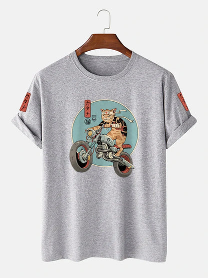 Mens Cotton Sticker Printed T-Shirt TTMPS44 - Grey