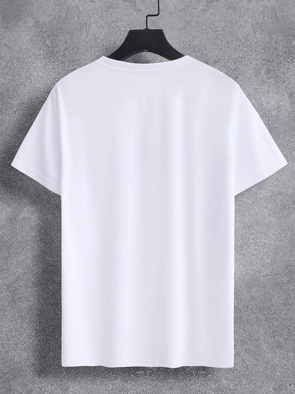 Mens Cotton Sticker Printed T-Shirt TTMPS90 - White