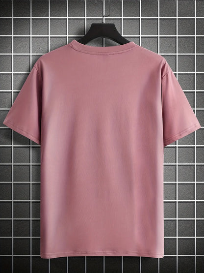 Mens Cotton Sticker Printed T-Shirt TTMPS97 - Pink