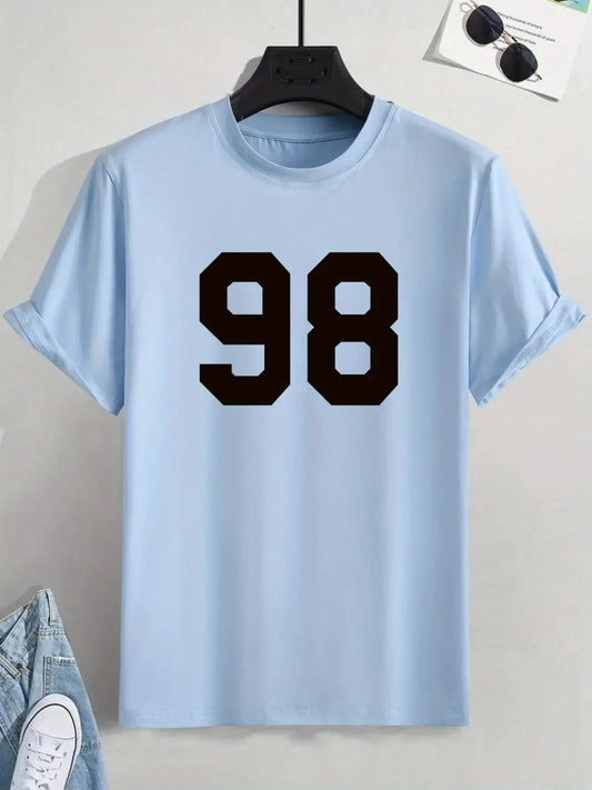 Mens Cotton Sticker Printed T-Shirt TTMPS95 - Light Blue